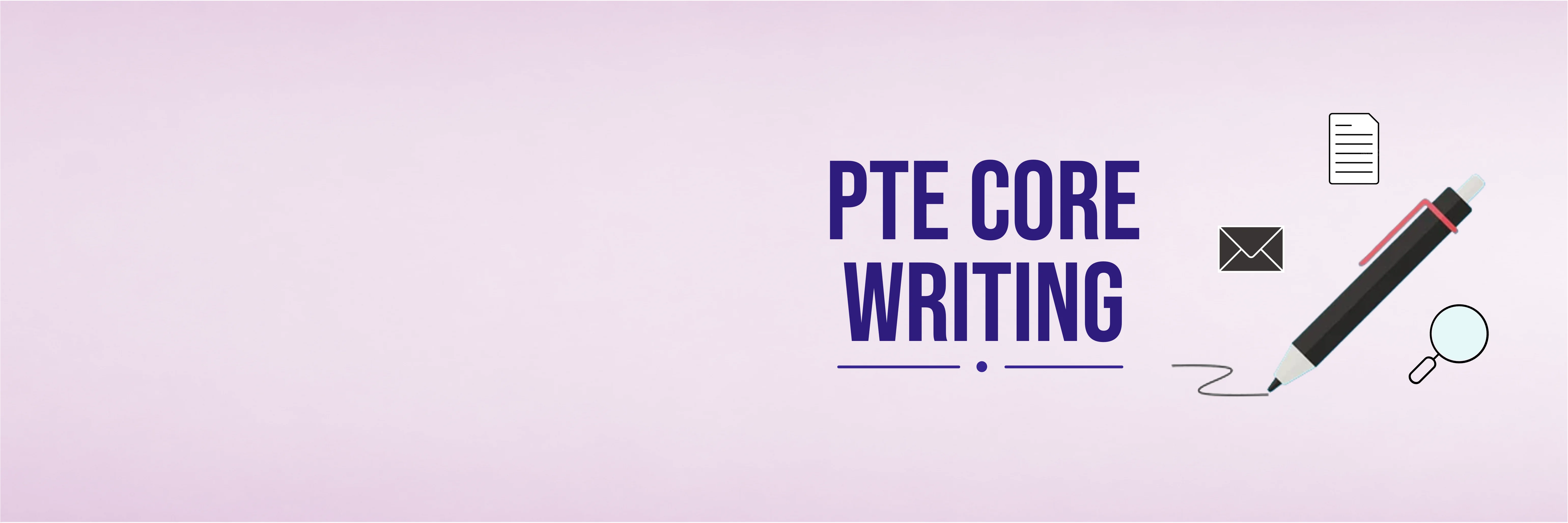 PTE Core logo with a keyboard for writing section.